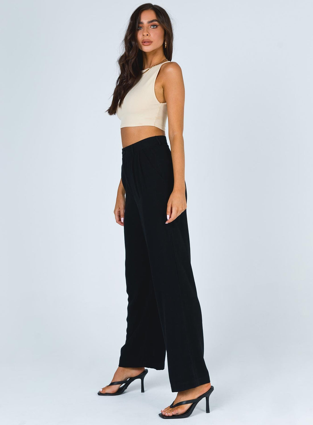 Brenda Linen Blend Pants Black