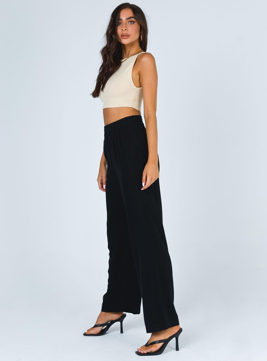 Brenda Linen Blend Pants Black