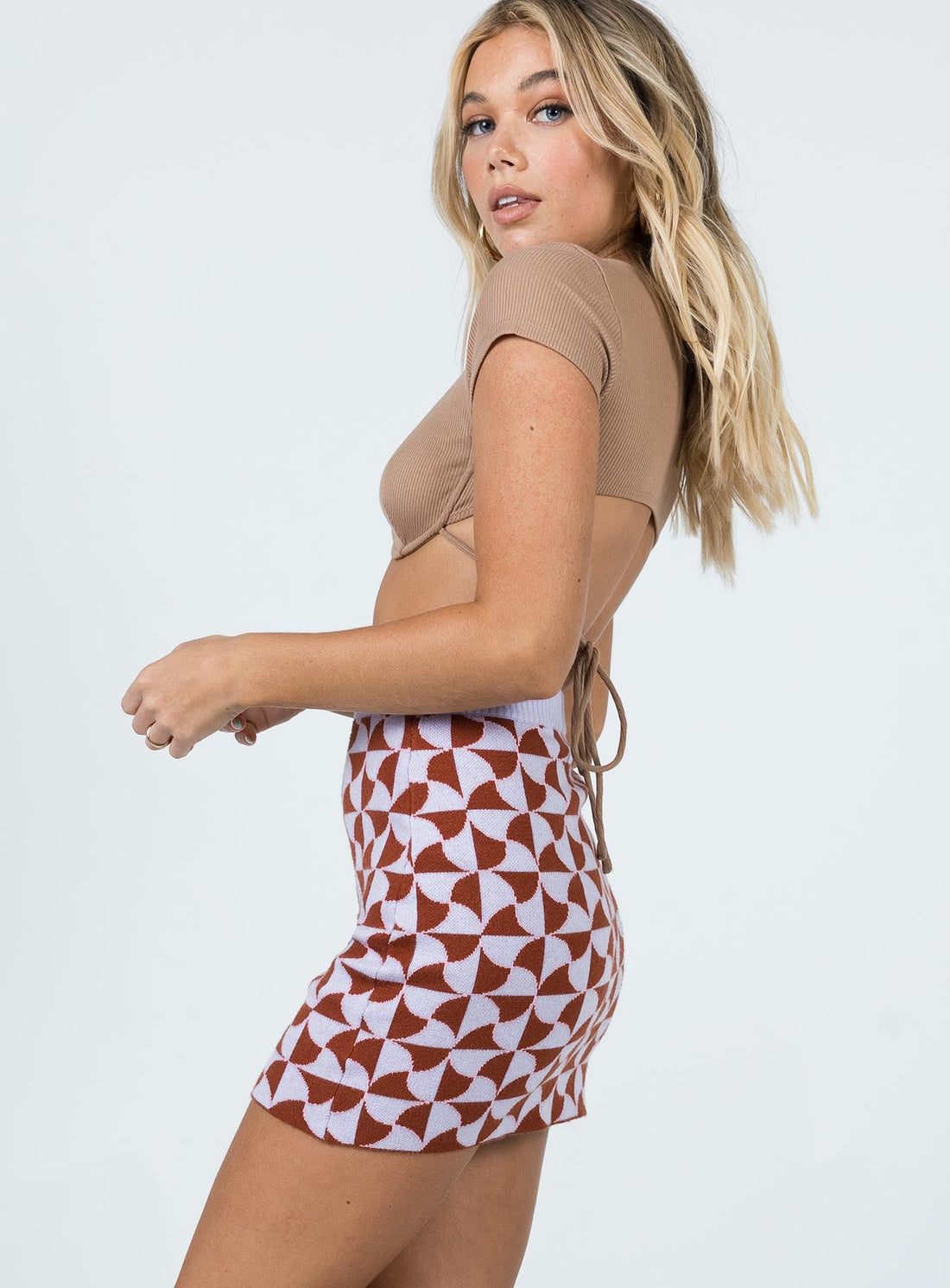 Renee Retro Tile Mini Skirt Purple