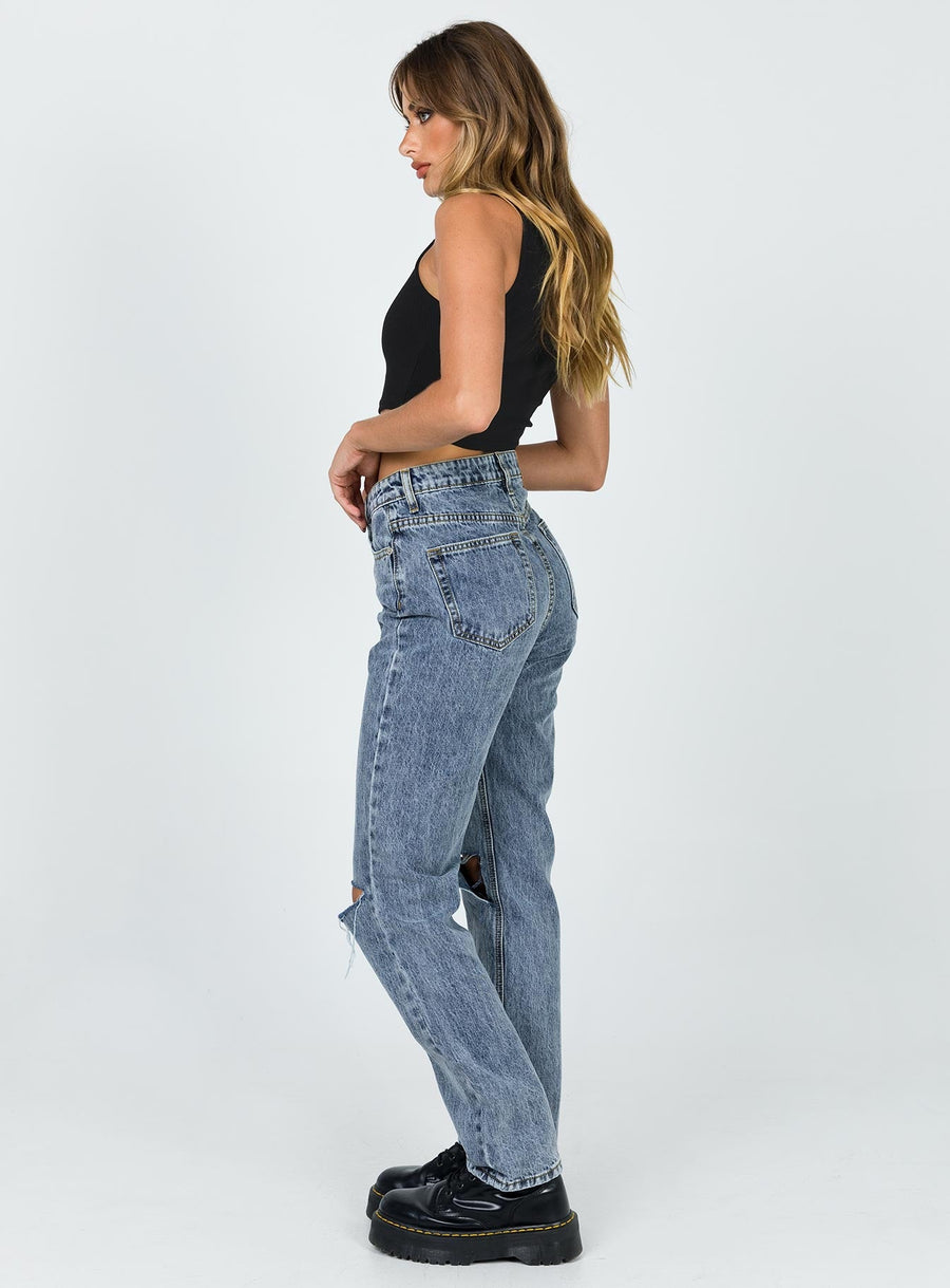 Intentions Straight Leg Knee Rip Denim Jean Eco