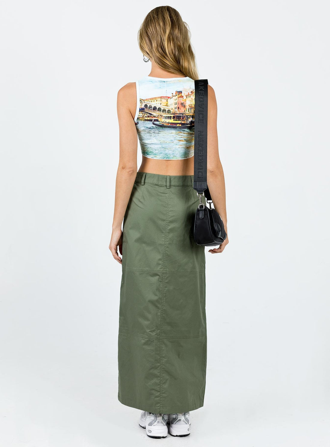 Devine Cargo Maxi Skirt Khaki
