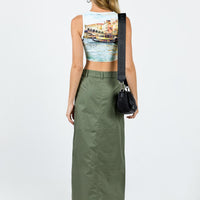 Devine Cargo Maxi Skirt Khaki