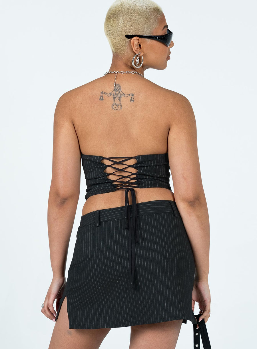 Prepped To Prime Skirt Black Pinstripe