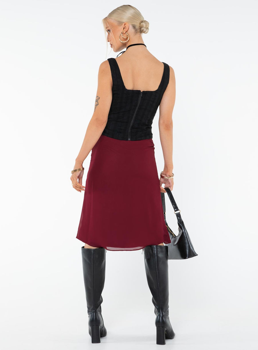 Delvie Midi Skirt Burgundy
