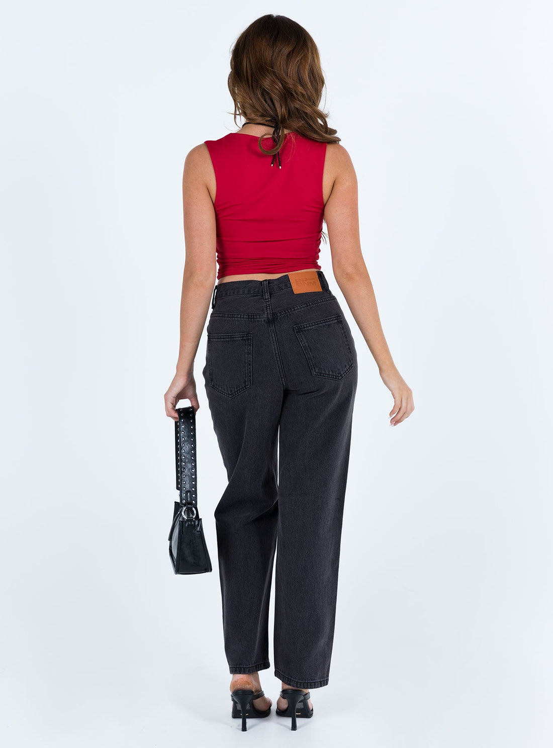 Holly Asymmetric Straight Leg Jean Black Denim Petite