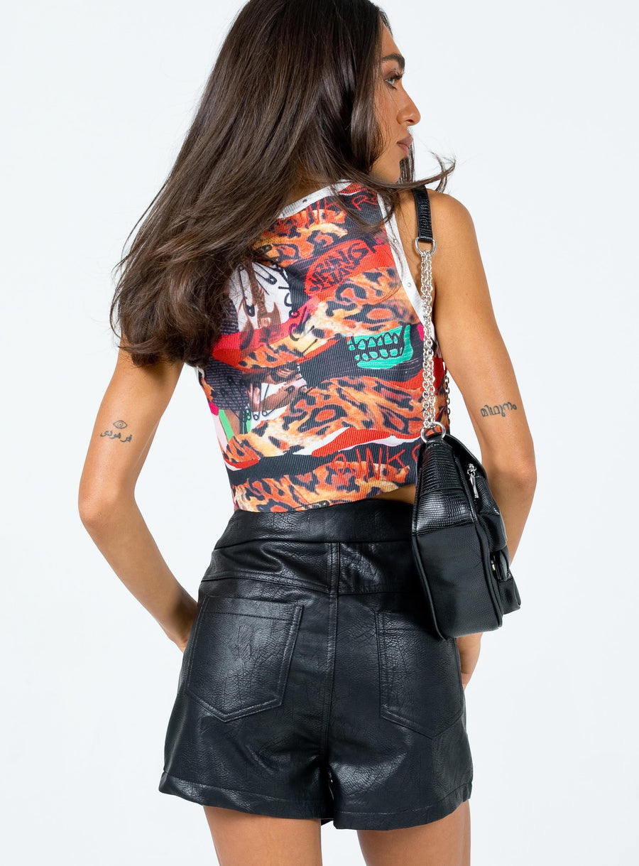 Space Girl PU Booty Shorts Black
