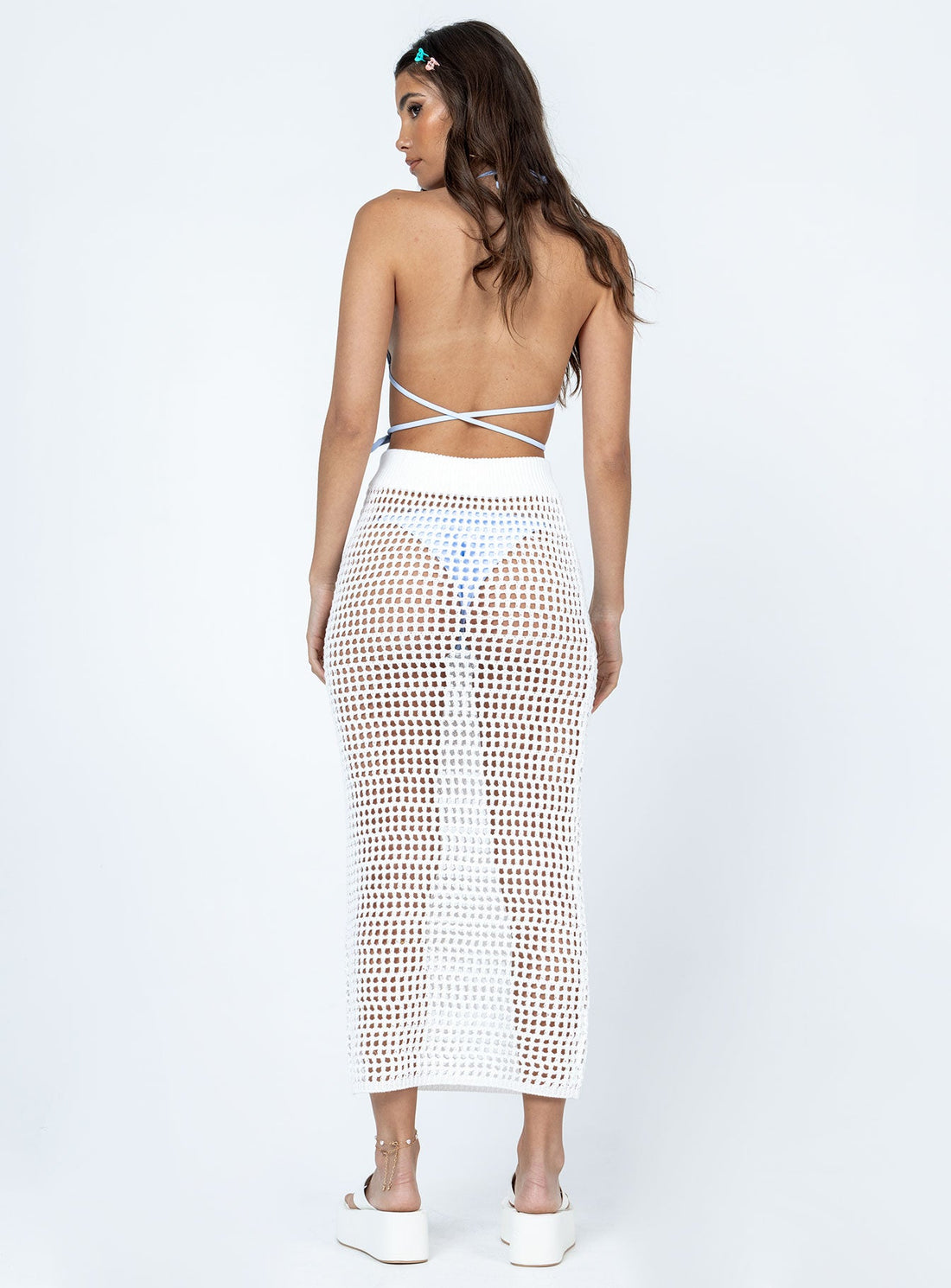 Golda Crochet Maxi Skirt White