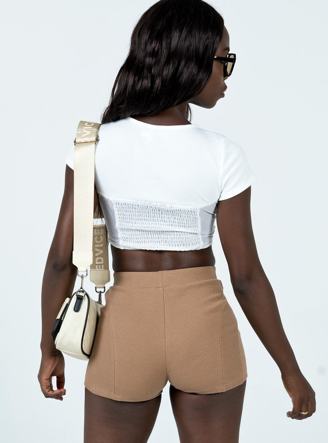 Kim Rib Bike Shorts Beige