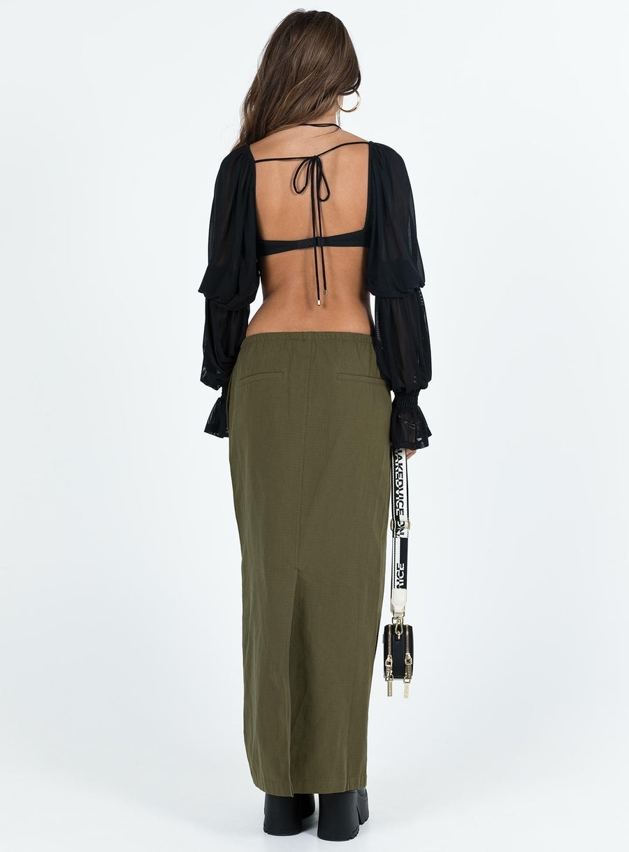 Geneve Maxi Skirt Olive Green