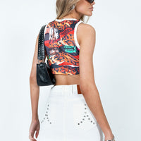 Organic Cotton Blend Althea Ultra Mini Denim Skirt White