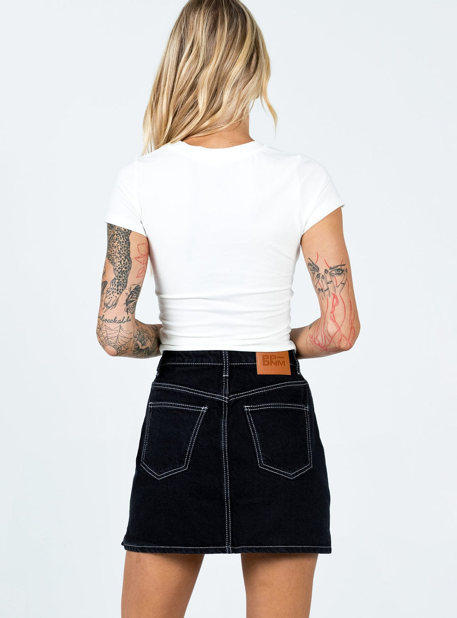 Aswan Constrast Stitch Mini Skirt Black
