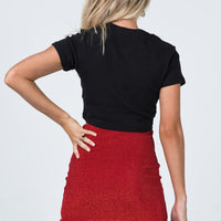 Kailani Lurex Ring Mini Skirt Red