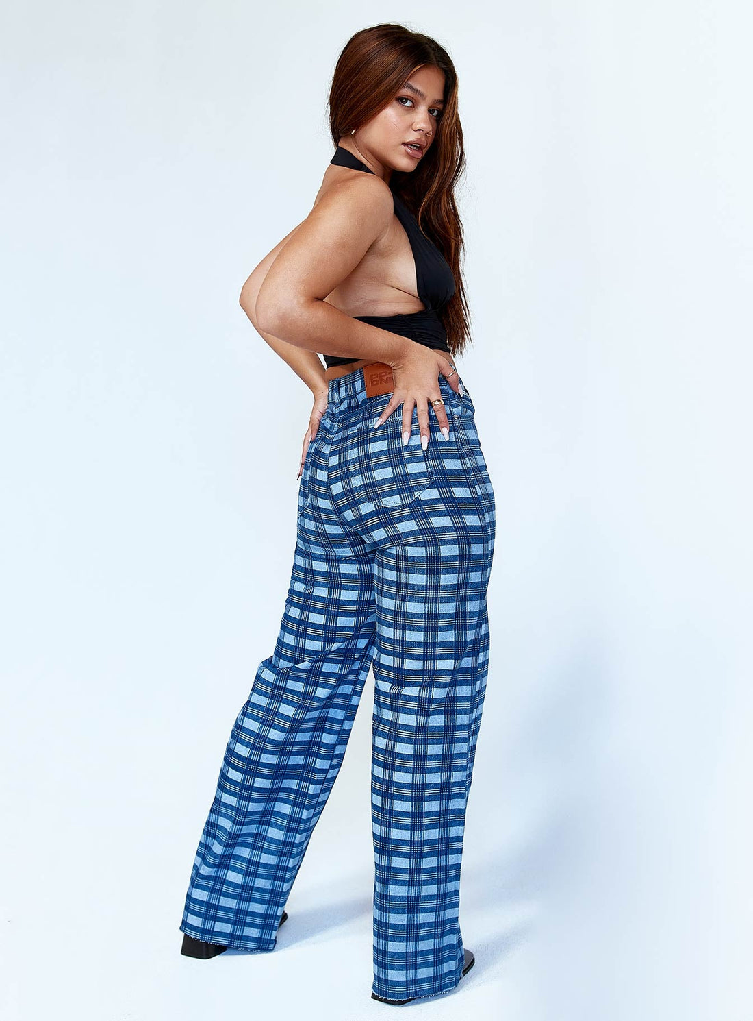 Alice Wide Leg Check Jeans Denim