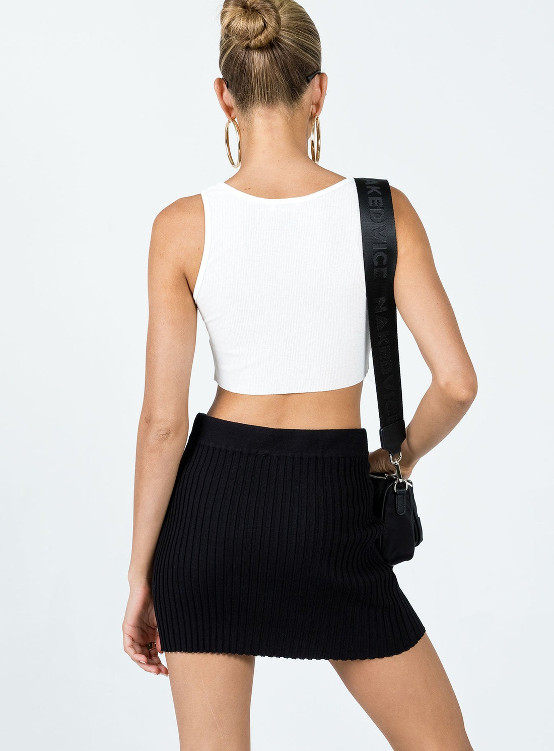 Nina Rib Knit Mini Skirt Black