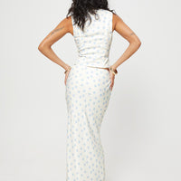 Cheshire Floral Maxi Skirt White / Blue