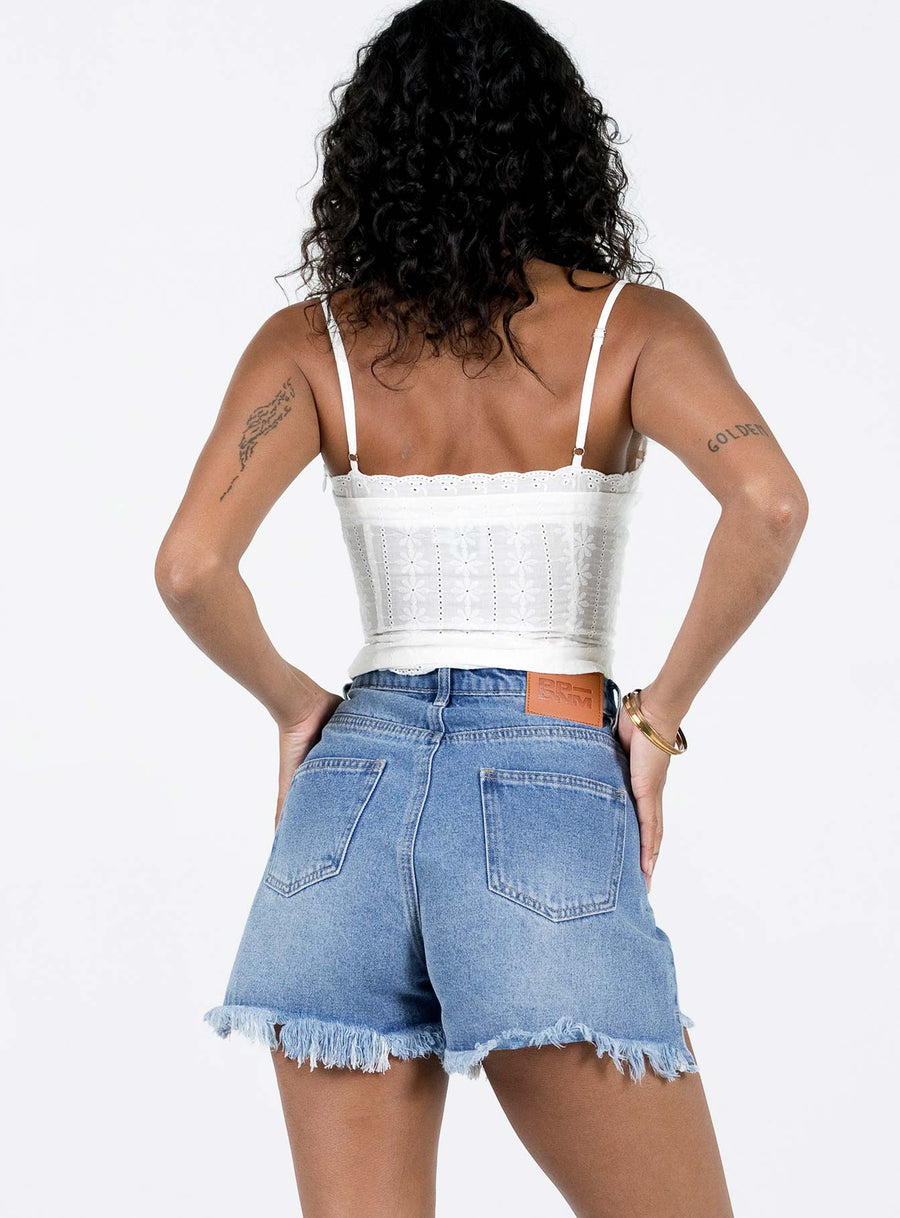 Kalynda Denim Shorts Mid Wash Blue