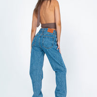Holly Asymmetric Straight Leg Jean Mid Wash Denim