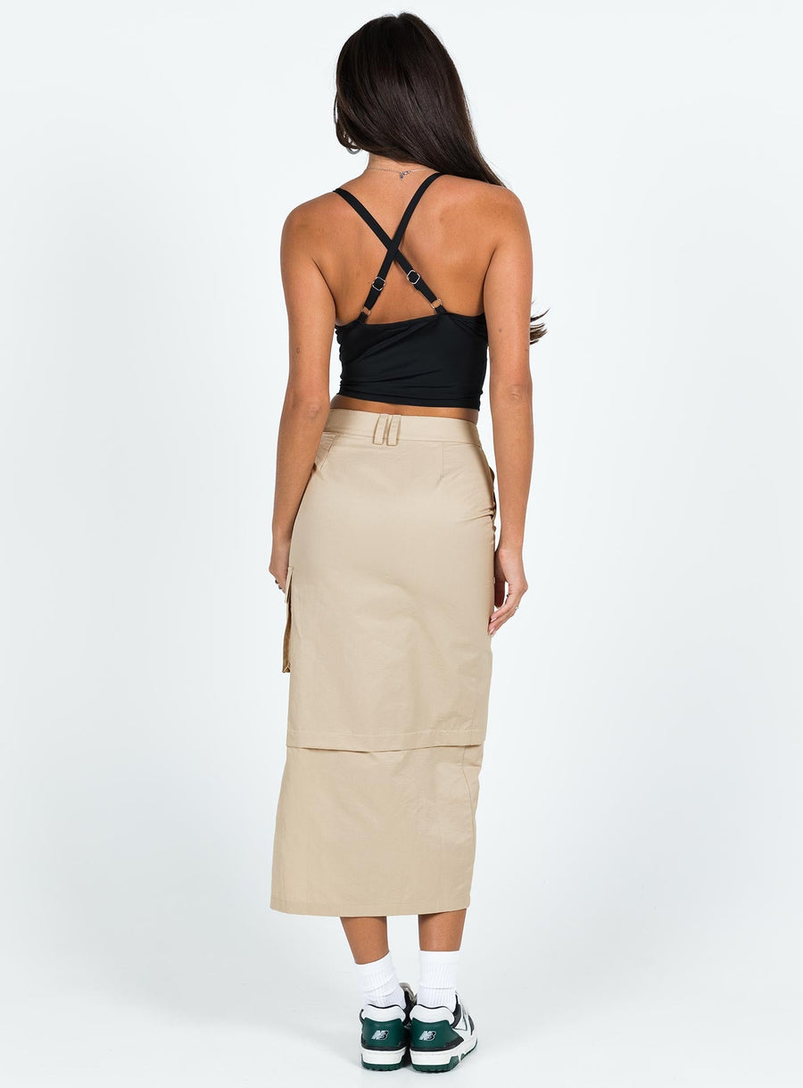 Taytum Cargo Midi Skirt Beige