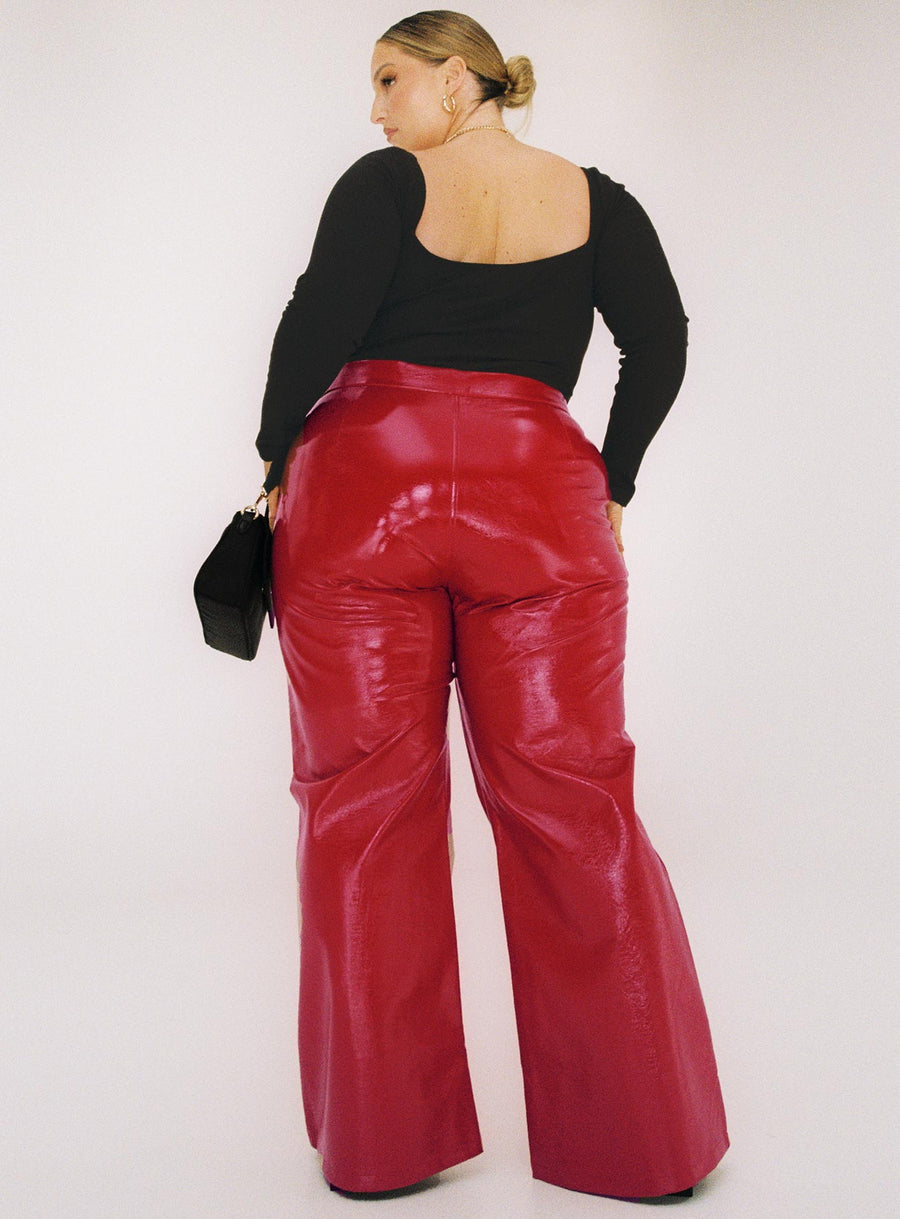 Madi Pu Pant Red Curve