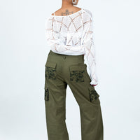 Paisley Tattoo Cargo Pants Khaki