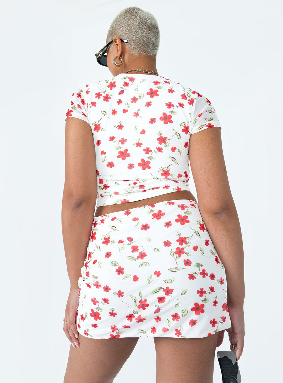Bold Move Mini Skirt White Floral