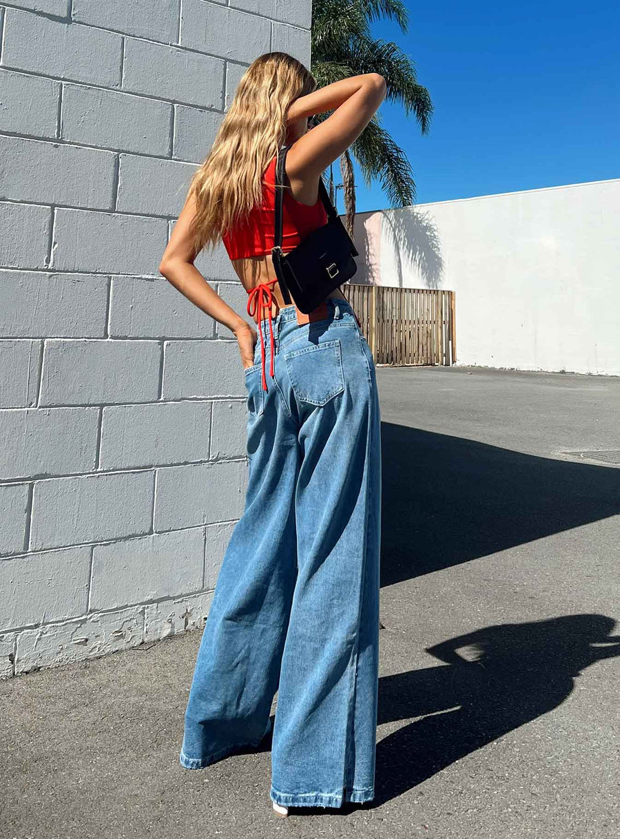 Locke Wide Leg Jeans Mid Wash Denim