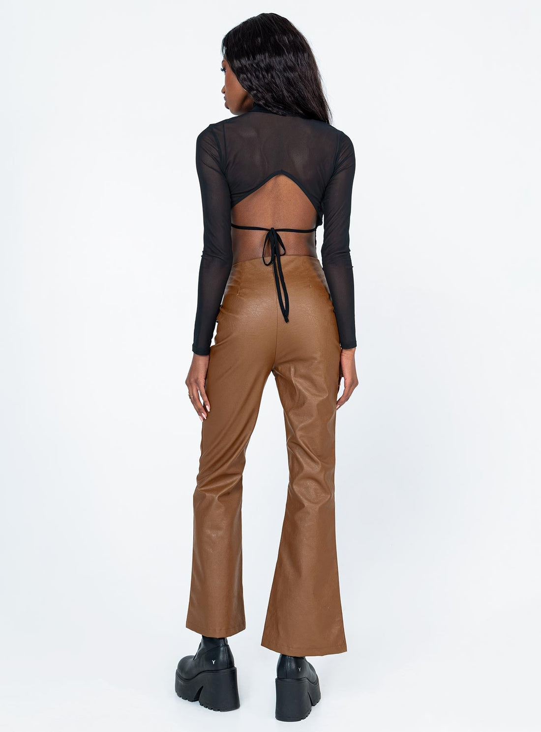 Harvey PU Pants Brown