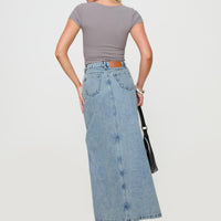 Saige Denim Maxi Skirt Light Wash