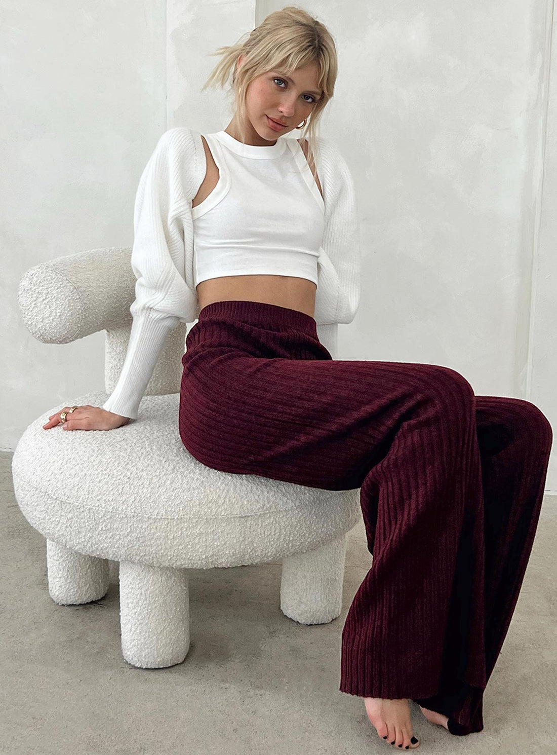 Montana Knit Pants Maroon