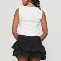 Selenis Asymmetrical Mini Skort Black