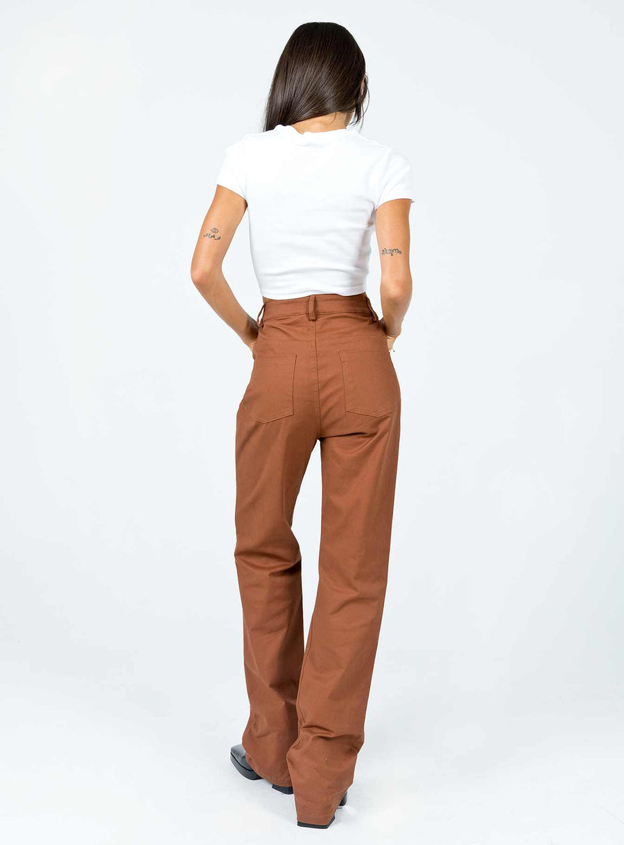 Carissa Wide Leg Denim Jeans Brown
