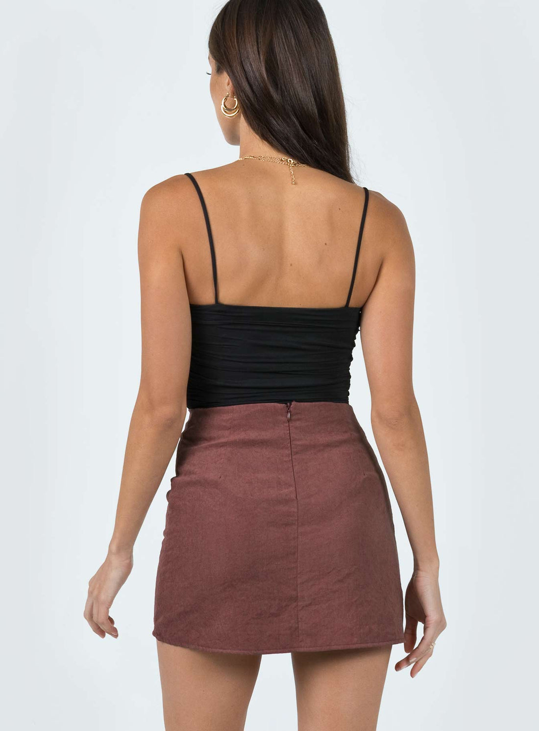 Peony Mini Skirt Brown