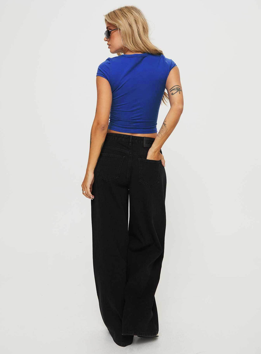 Naylor Wide Leg Jeans Washed Black Denim Petite