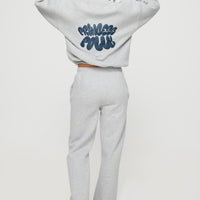 Princess Polly Straight Leg Track Pants Text Grey Marle