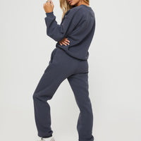 Princess Polly Track Pants Bubble Text Slate / Eggshell