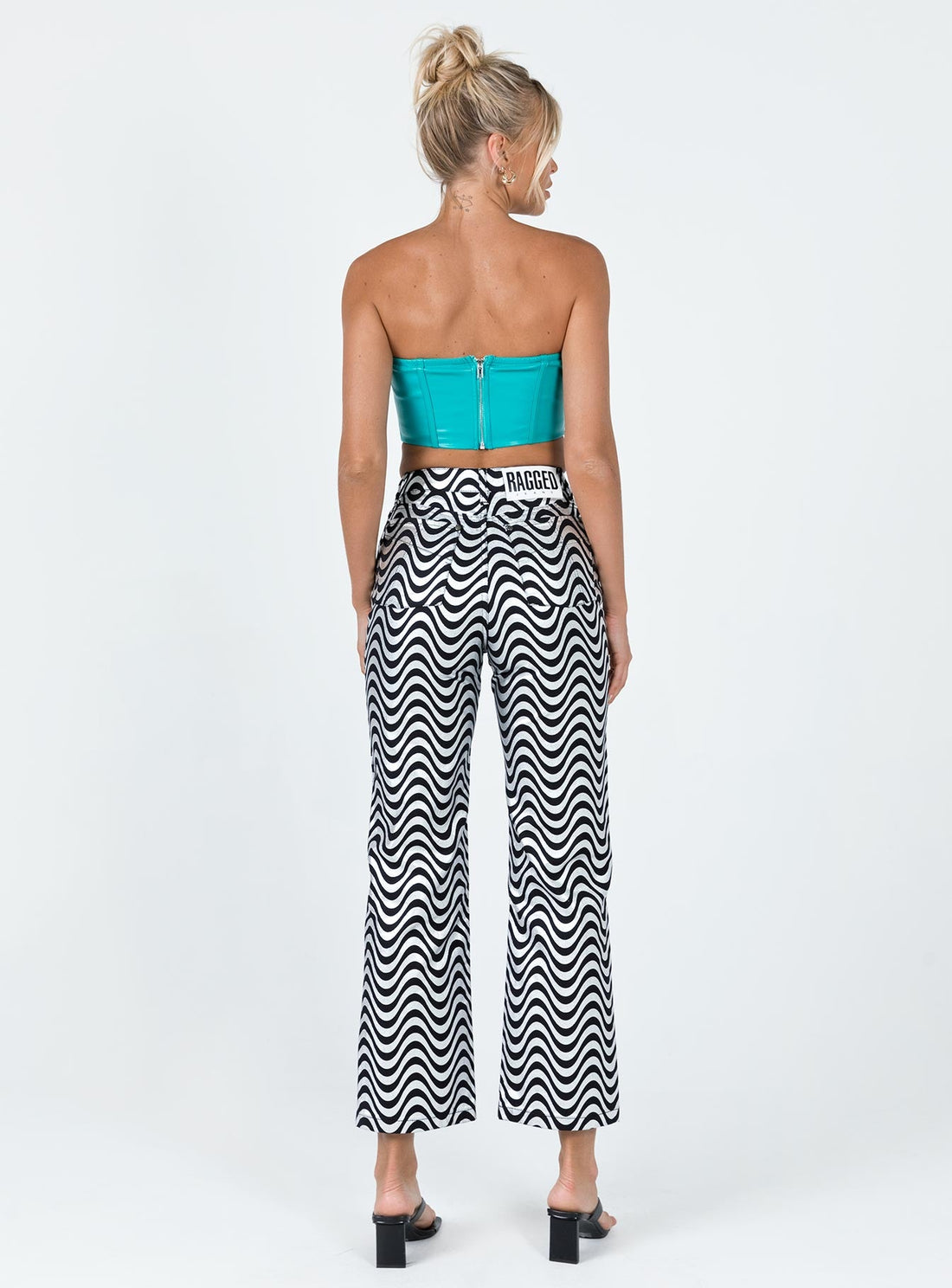 The Ragged Priest Wave Jeans Glitter Denim Silver / Black