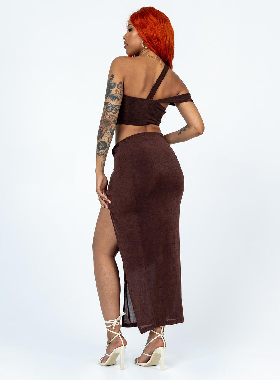 Paisley Midi Skirt Brown