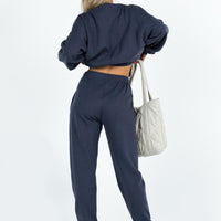 Princess Polly Track Pants Bubble Text Slate / Eggshell