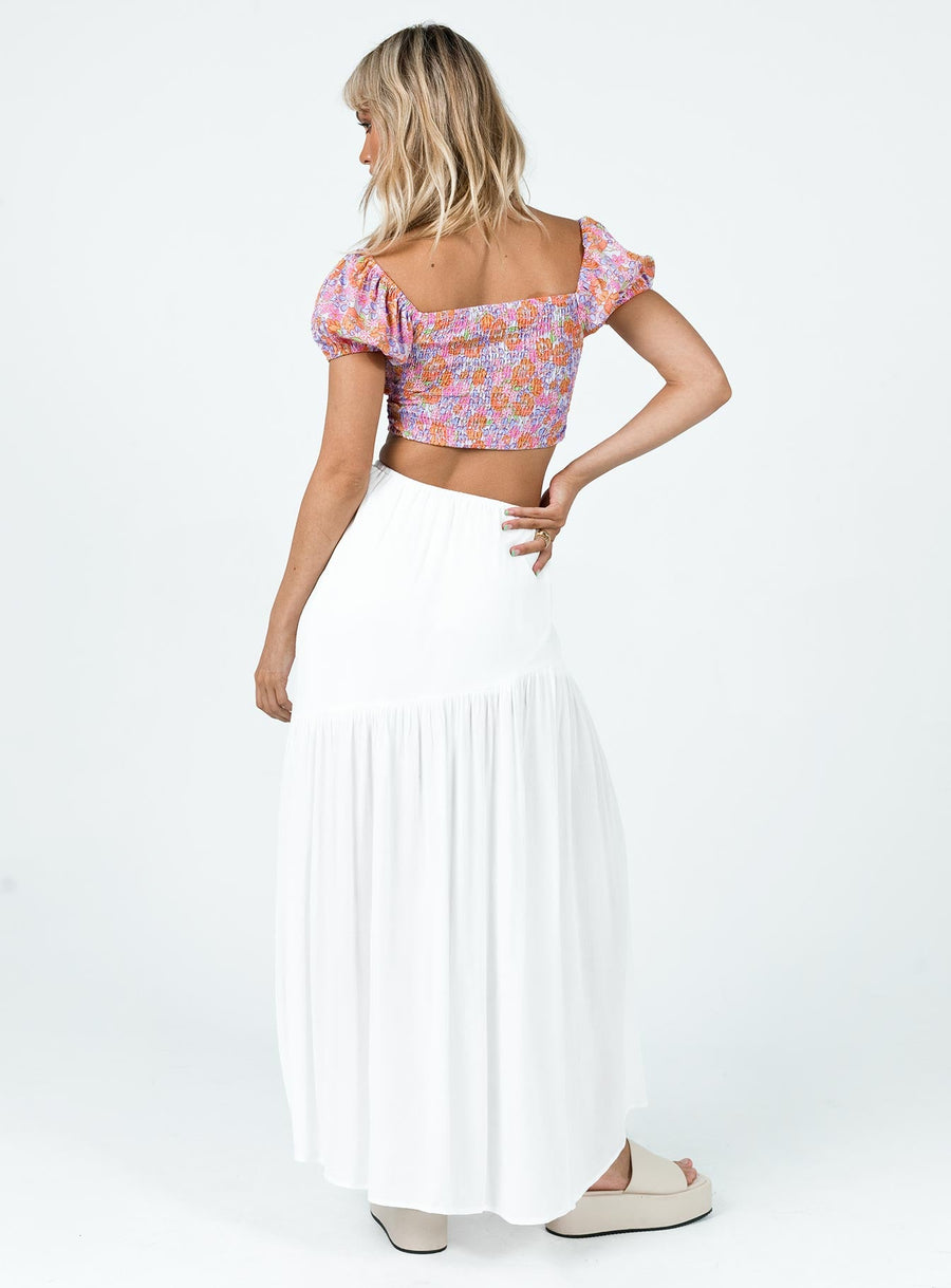 Chels Asymmetric Maxi Skirt White
