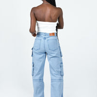 Darla Cargo Denim Jeans Light Wash Denim