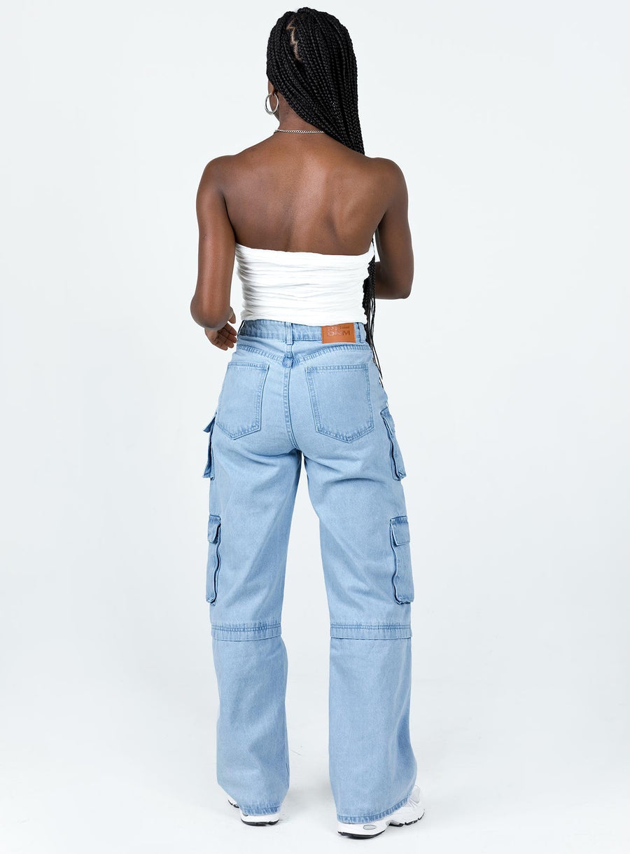 Darla Cargo Denim Jeans Light Wash Denim