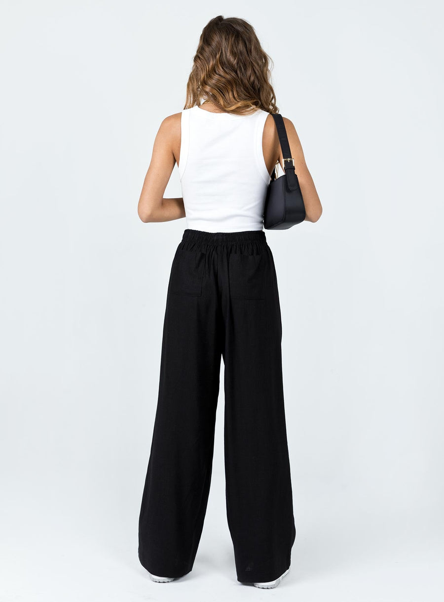Louis Linen Blend Pants Black