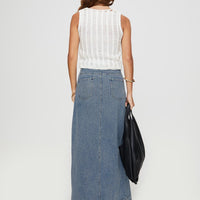 Deneuve Denim Maxi Skirt Mid Wash