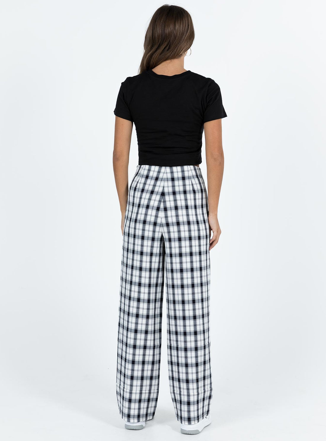 Euros Check Pants Black / White Petite