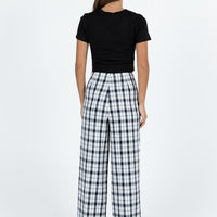 Euros Check Pants Black / White Petite