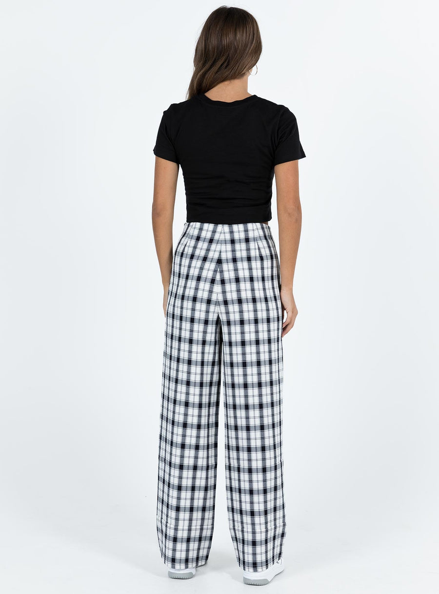 Euros Check Pants Black / White Petite
