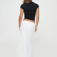 Ring Her Up Lace Wrap Maxi Skirt White