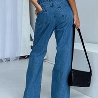 Eugarie Wide Leg Jeans Mid Wash Denim
