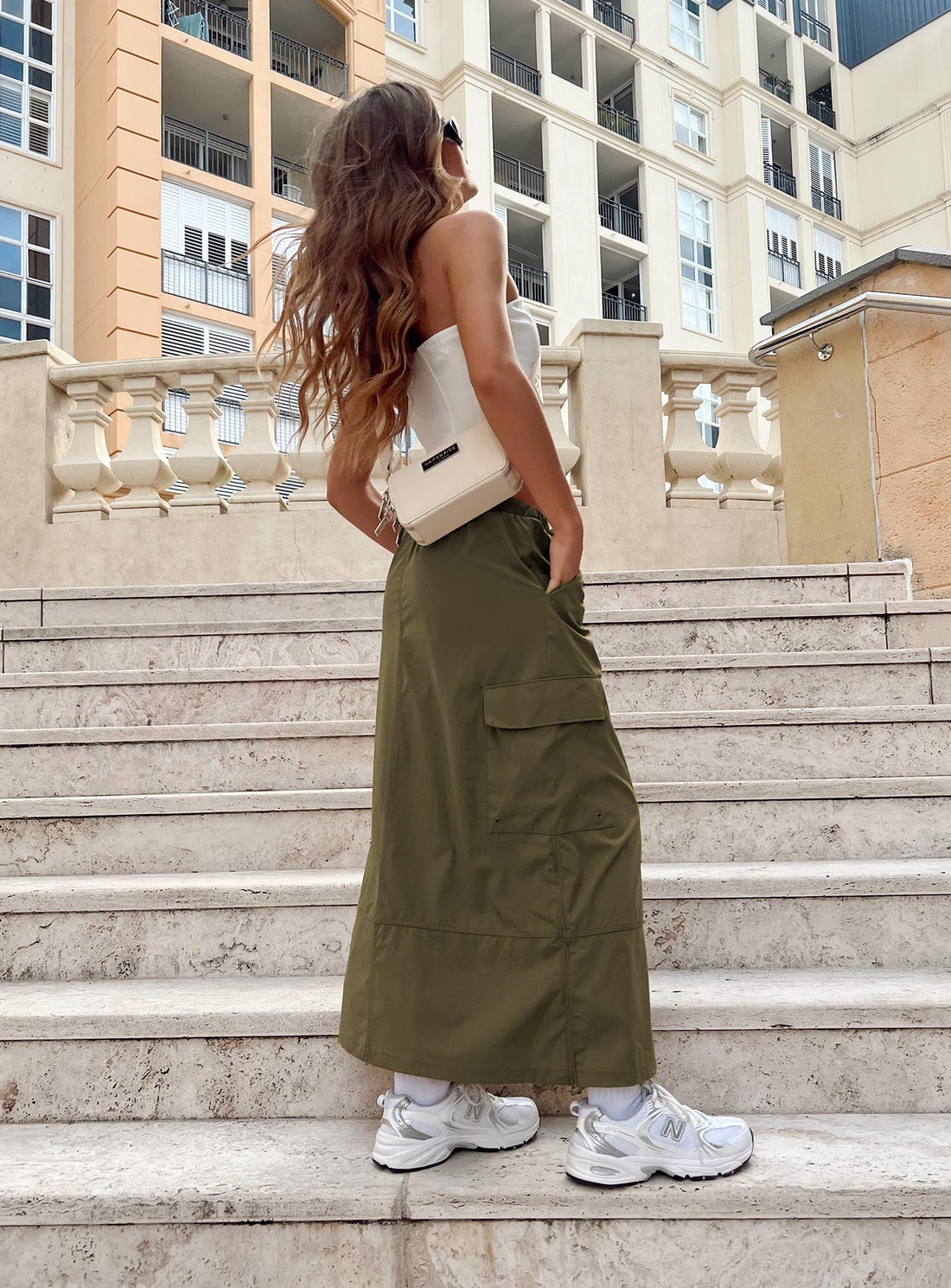 Ferguson Parachute Maxi Skirt Khaki