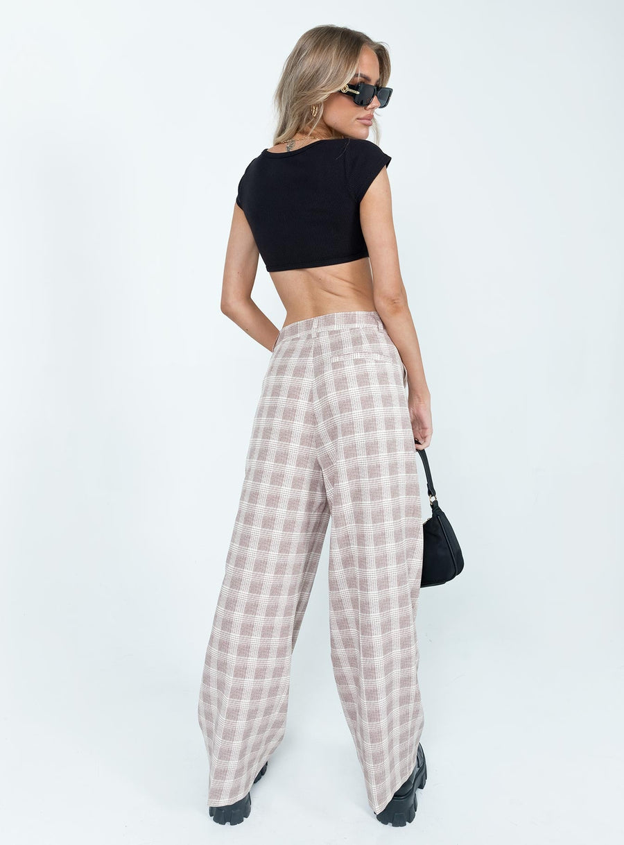 Mulholland Pants Beige Plaid
